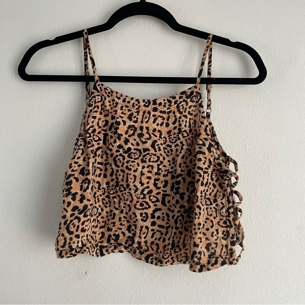 Urban Outfitters silence and noise cheetah print sleeveless crop top side slit